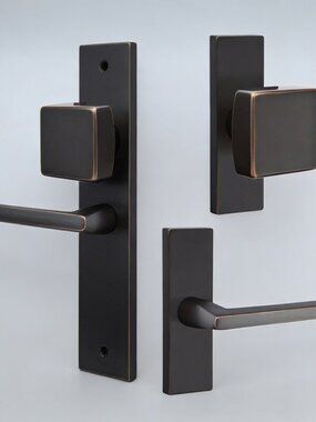 Emtek Dummy 10 in Mortise Set with Hercules Lever and Square Knob